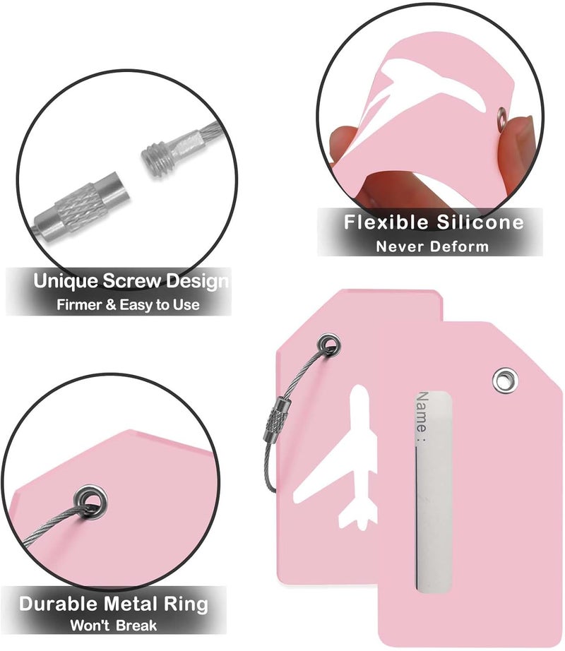 M-sorflly Luggage Tag for Suitcases, Quickly Spot 8 Pack Luggage Identifier Tags, Travel Accessories Name Tags for Backpacks, Suitcases, Travel Bags, Baggage, Cruise - Flexible Silicone(Pink) - Image 3